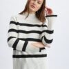 Orsay Black & White Ladies Striped Sweater - Women