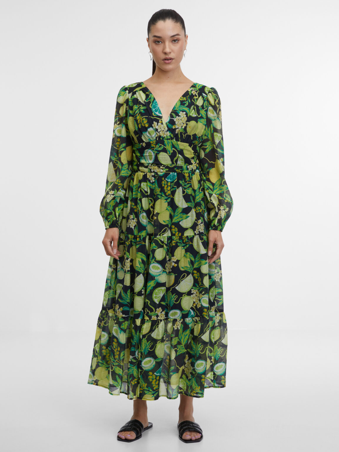 Orsay Black & Yellow Women's Patterned Maxi Dress - Women's