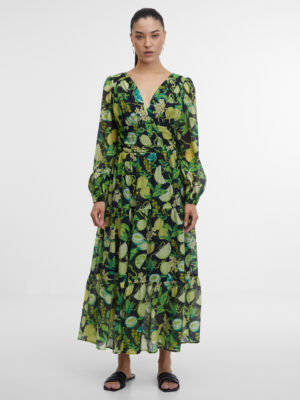 Orsay Black & Yellow Women's Patterned Maxi Dress - Women's