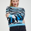 Orsay Black and Blue Ladies Patterned Sweater - Women