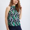 Orsay Black and Green Ladies Patterned Blouse - Women