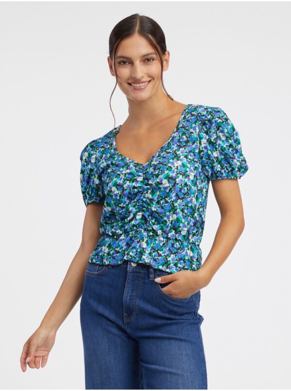 Orsay Blue Women's Floral Top - Women Orsay Blue Women's Floral Top - Women