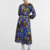 Orsay Blue Women's Patterned Satin Midi Dress - Women's
