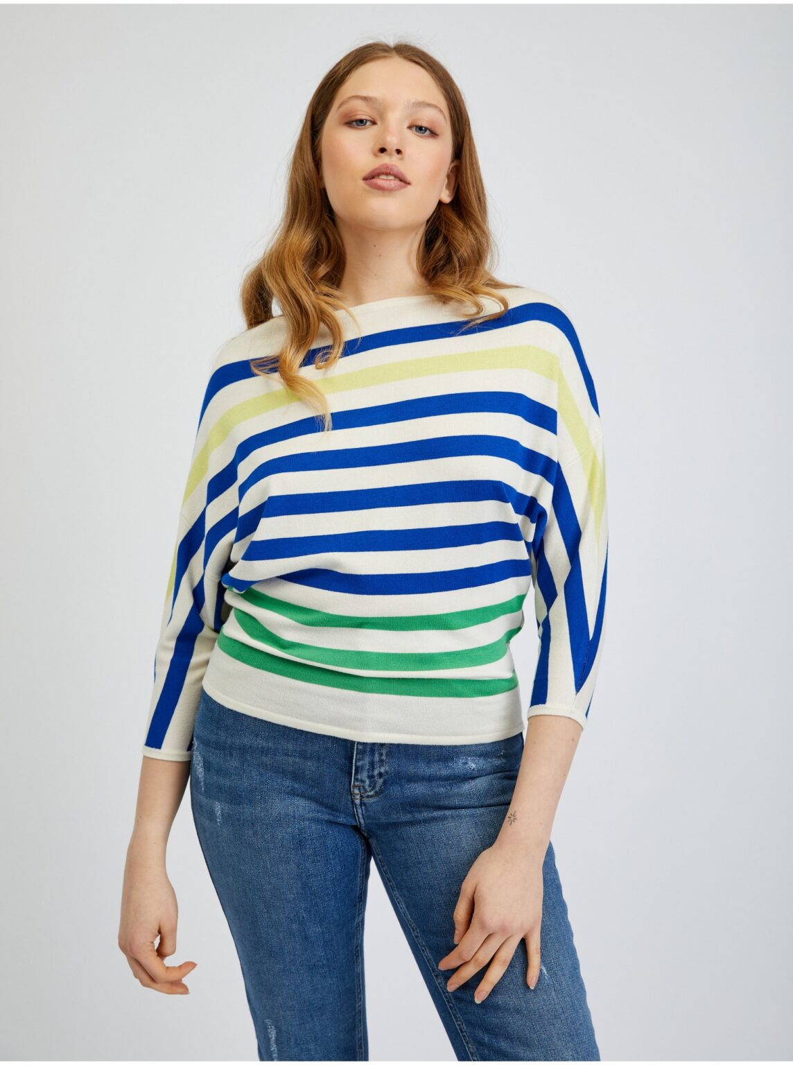 Orsay Blue-cream Women's Striped Sweater - Women