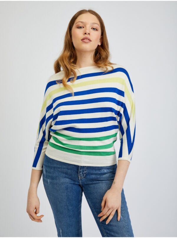 Orsay Blue-cream Women's Striped Sweater - Women