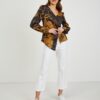 Orsay Brown-Black Ladies Satin Floral Blouse - Women