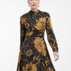 Orsay Brown-Black Women Floral Satin Dress - Women