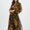 Orsay Brown-Black Women's Floral Midishats - Ladies