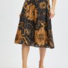 Orsay Brown-Black Women's Floral Satin Skirt - Women