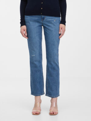 Orsay Dark Blue Womens Shortened Straight Fit Jeans - Women
