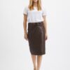 Orsay Dark Brown Women's Pencil Leatherette Skirt - Women