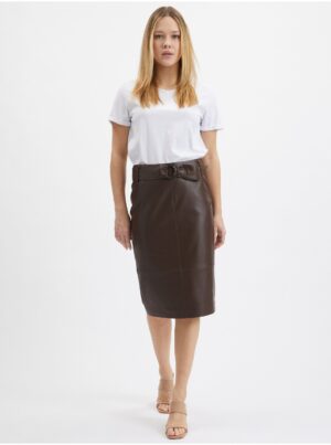 Orsay Dark Brown Women's Pencil Leatherette Skirt - Women