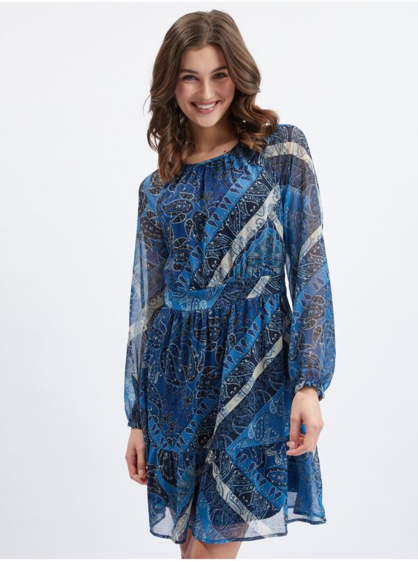 Orsay Dark blue ladies patterned dress - Women