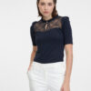 Orsay Dark blue womens T-shirt with lace - Women
