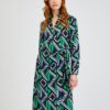 Orsay Green-Black Women Patterned Wrap Dress - Women