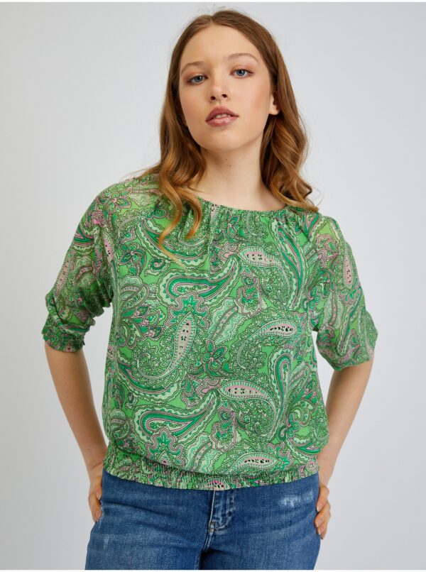 Orsay Green Ladies Patterned Blouse - Women