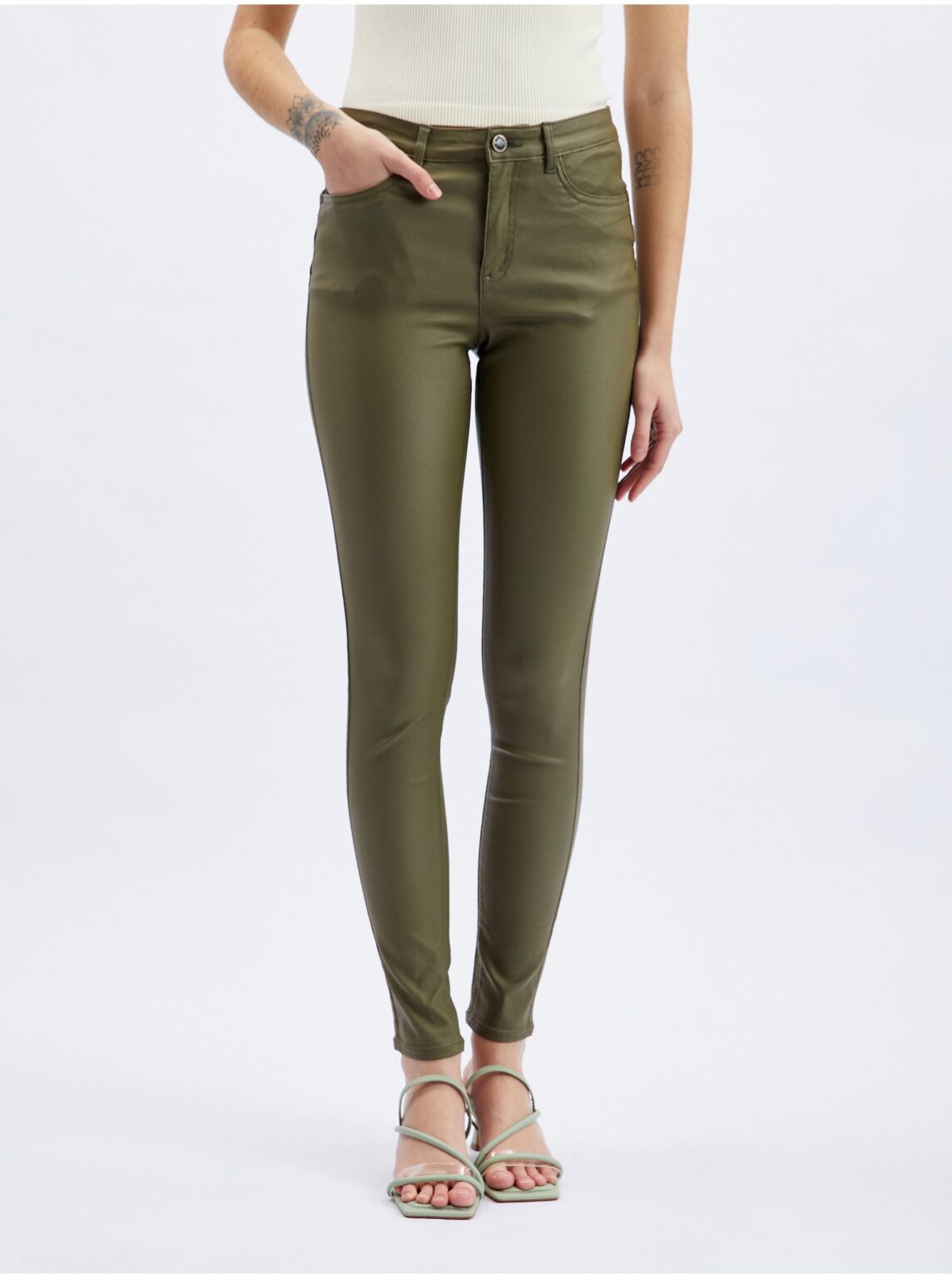 Orsay Khaki Womens Skinny Fit Pants - Women