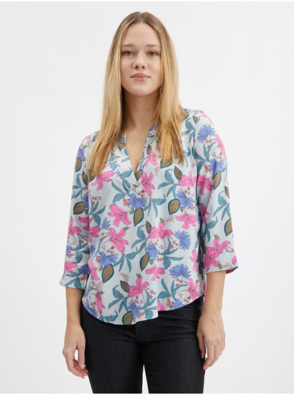 Orsay Light Blue Ladies Floral Blouse - Ladies
