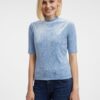 Orsay Light Blue Women's Patterned Velvet Top - Women's
