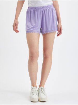 Orsay Light Purple Womens Shorts with Lace - Women