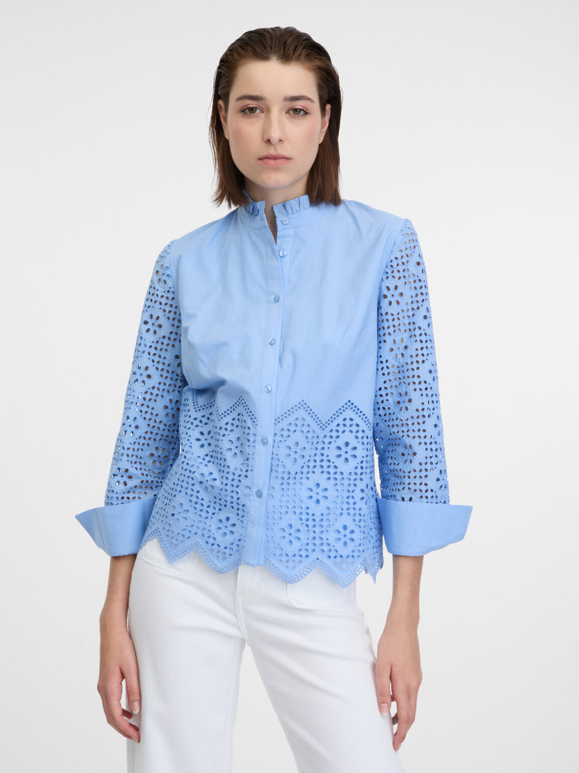 Orsay Light blue lady blouse with decorative details - Women
