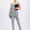 Orsay Light gray ladies plaid straight fit pants - Women