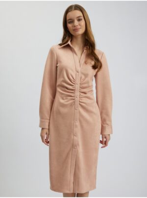 Orsay Light pink women's sheath dress in suede finish - Women