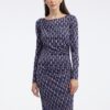 Orsay Navy Blue Women's Patterned Sheath Dress - Women's