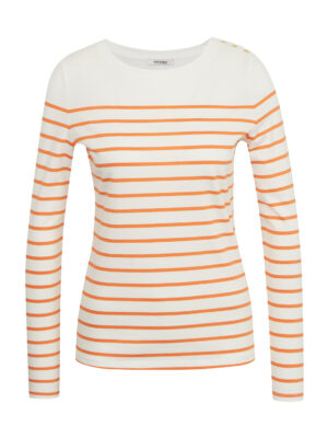 Orsay Orange and White Women Striped T-Shirt - Women