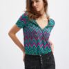 Orsay Pink-Green Women Patterned T-Shirt - Women