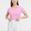 Orsay Pink Womens Ribbed Polo T-Shirt - Women