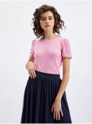 Orsay Pink Women's T-Shirt with Decorative Details - Women