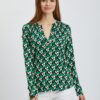 Orsay White-Green Ladies Patterned Blouse - Ladies