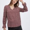 Orsay White-Red Ladies Patterned Blouse - Ladies
