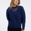 Orsay Women's Sweater with Lace in Navy Blue - Women