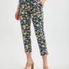 Orsay Yellow-Blue Womens Shortened Flowered Pants - Women