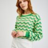 Orsay Yellow-Green Ladies Striped Sweater - Women