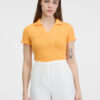 Orsay Yellow Womens Ribbed Polo T-Shirt - Women