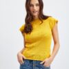 Orsay Yellow Womens T-Shirt with Stand-up Collar - Women