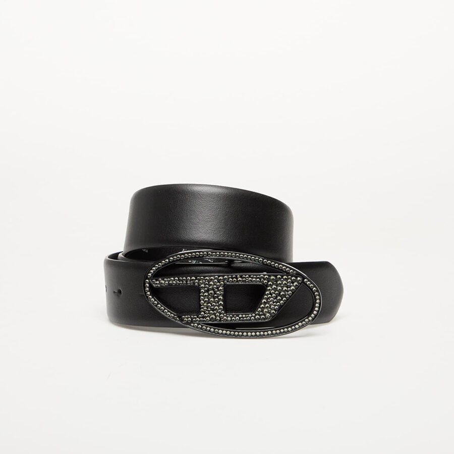 Öv Diesel Oval D Logo B-1Dr Strass Belt Shiny Black 85-alacsony-ár