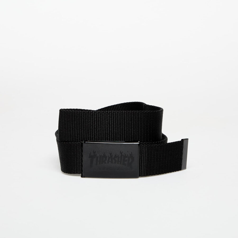 Öv Thrasher Flame Logo Web Belt Black Universal-alacsony-ár