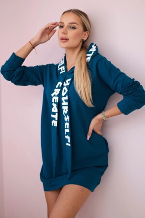 Oversize Navy Hooded Dress