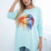 Oversize blouse with a rainbow mint print