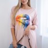Oversize blouse with rainbow lip print dark powder pink