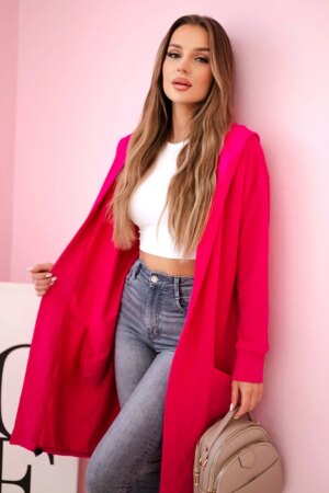 Oversize fuchsia cape with hood