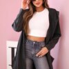Oversize graphite hooded cape
