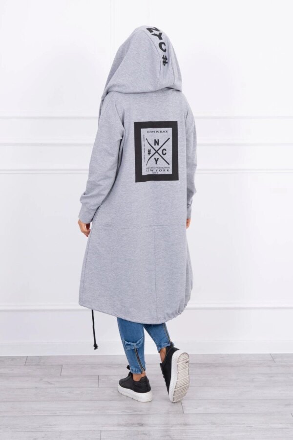 Oversize gray cape with hood