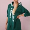 Oversize hooded dress dark green