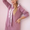 Oversize hooded dress dark pink