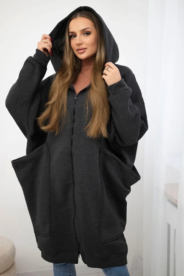 Oversize insulated graphite sweatshirt